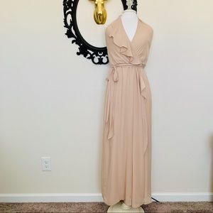 Amsale Nouvelle Nude Halter Style Long Dress
